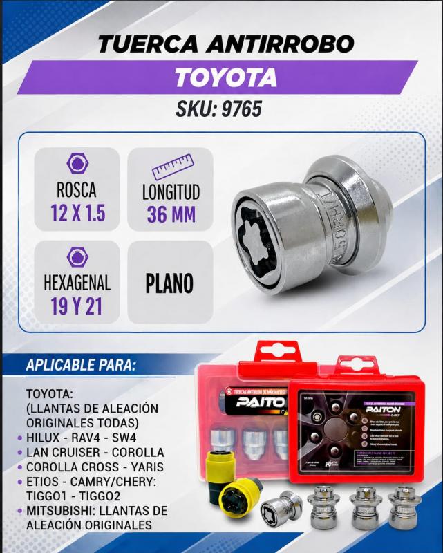Imagen ilustrativa de TUERCAS ANTIRROBO TOYOTA