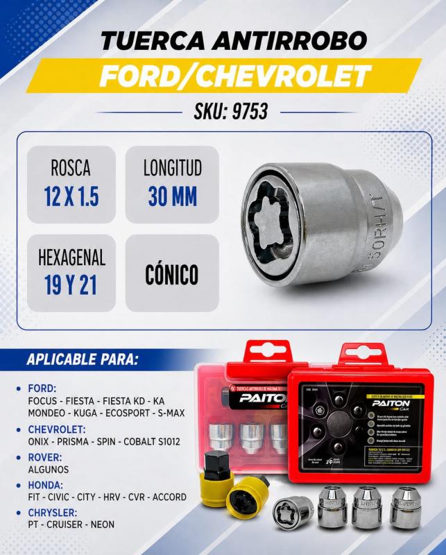 Imagen ilustrativa de TUERCAS ANTIRROBO FORD/CHEVROLET