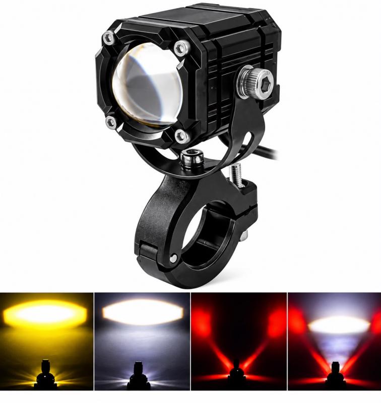 Imagen ilustrativa de Faro Auxiliar Lupa Led Mini Proyector Moto 4 Modos Strobo